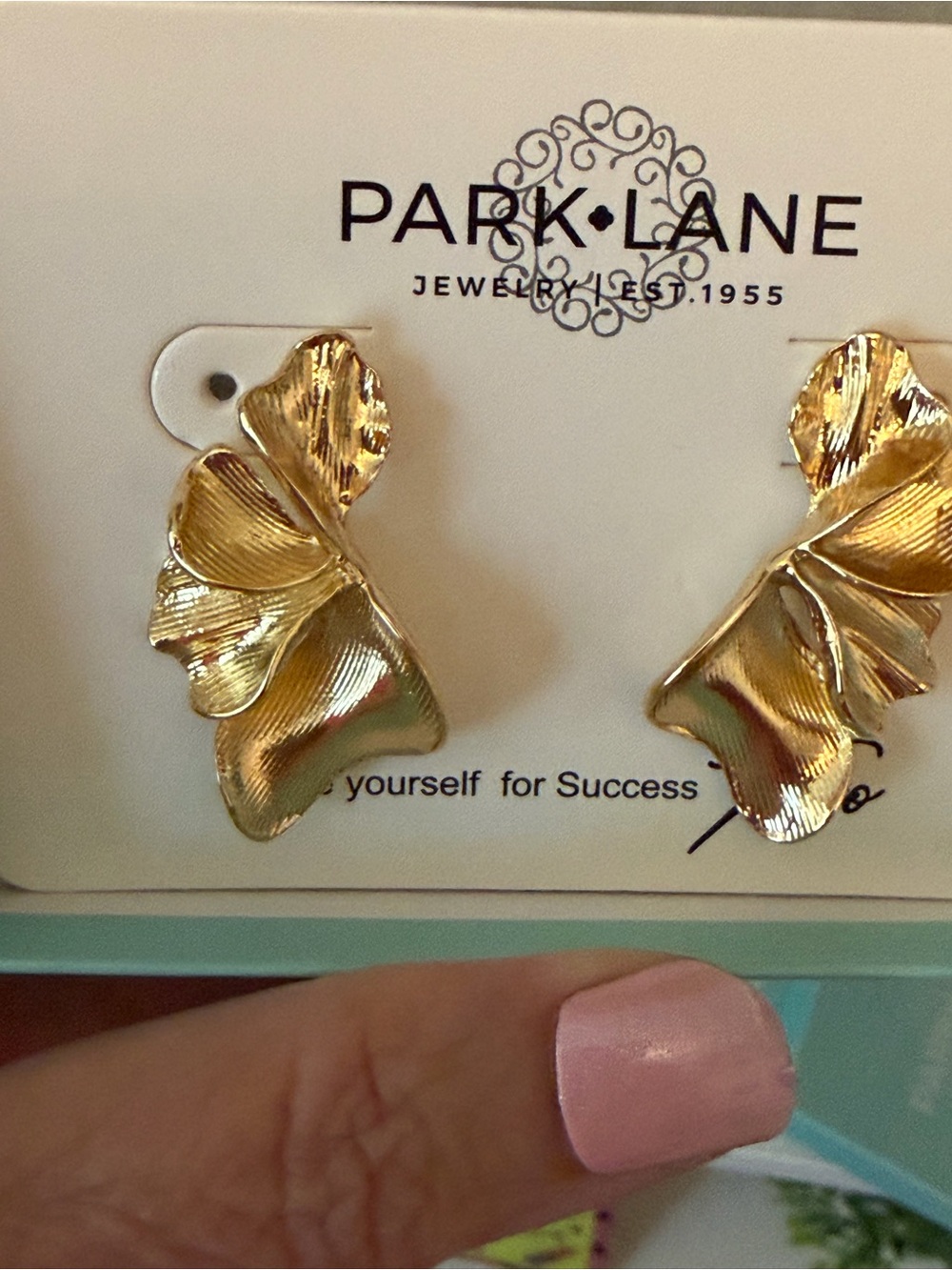 Park Lane Shimmering Gold Leaf Drop Earrings